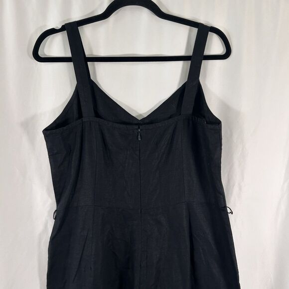Gap Linen Blend Jump Suit Women's 8 Black Zip Back Sleeveless No Belt Wide Leg - Picture 7 of 12